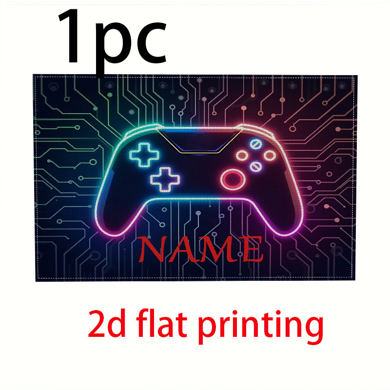 TEMU Tovagliette da 1 pz/4 pz/6 pz/8 pz con stampa 2D piatta personalizzabile con motivo a controller di gioco e testo personalizzato, tessuto in