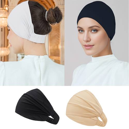 a stylish and versatile elastic headband suitable for sports this lightweight and snug head cap features a solid color with an adjustable hair accessory for for family prayers and parties