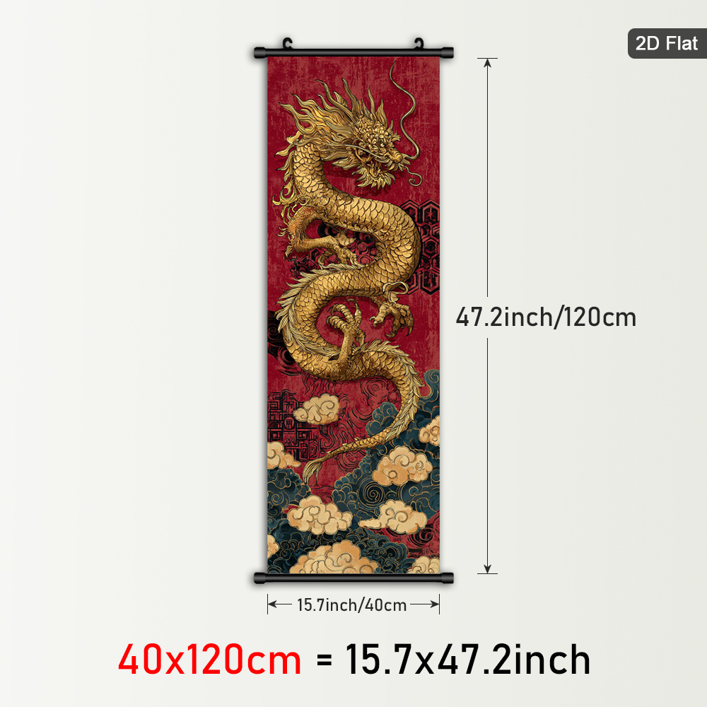 TEMU 2d Flat, 1pc Framed Plastic Hanging Painting, Red Background Canvas Wall Art, Clouds Pattern Scrolls Painting Posters, Classic Wall Decor, Home