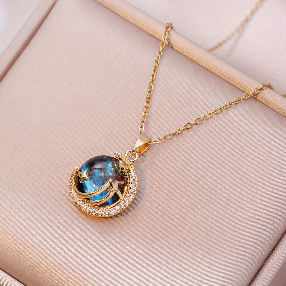 Rainbow Opal Necklace with Zirconia Pendant