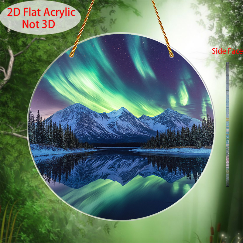 TEMU 2d Flat - A Flat Decorative Sign And Plaque, Featuring A Single Acrylic Suncatcher Lights. This Round Wall Hanging Is Ideal For Placement On