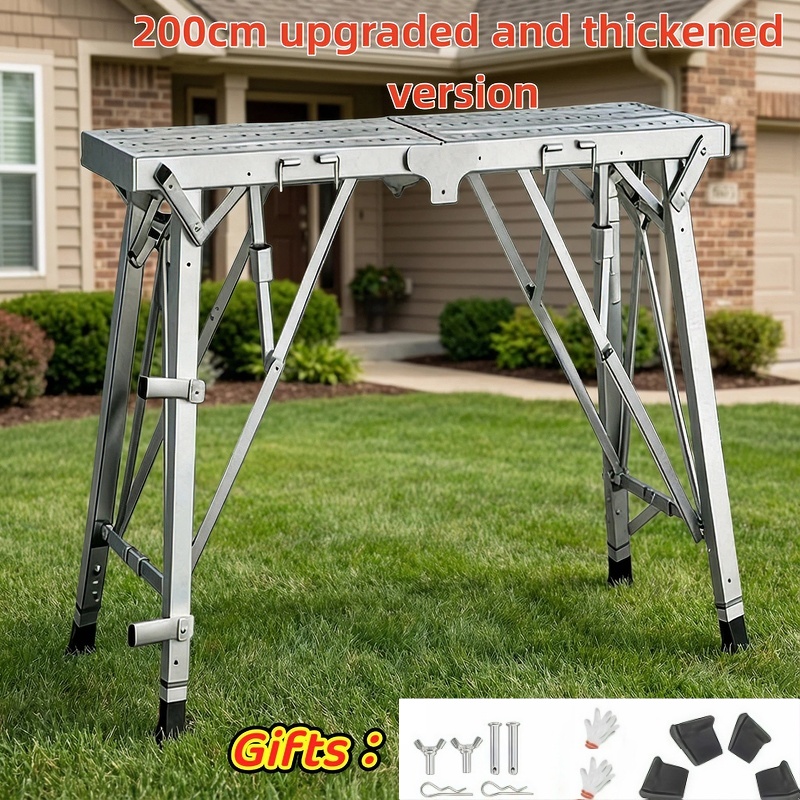TEMU 120/160/200cm Work Platform—an Ideal Companion For Diy Projects And Renovation Work. Features Adjustable Height And A Portable, Foldable Design.