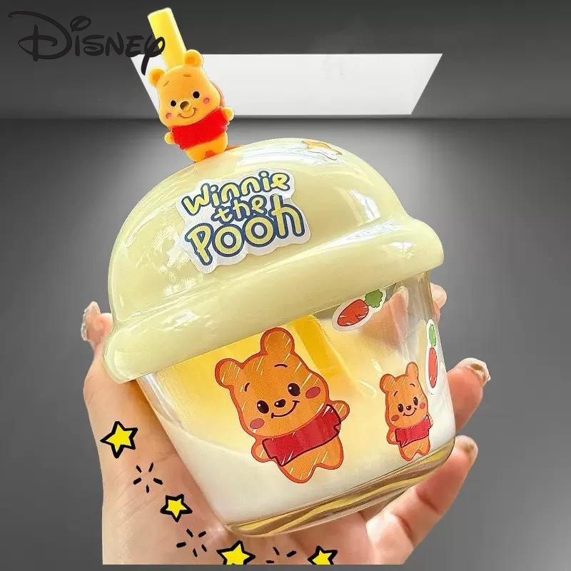 Disney Cartoon Water Cup Portable Simple Sports Transparent Water Cup Birthday Gift Straw Ton 2 High Value Portable Cup Mini Cartoon Pier Pier Cup