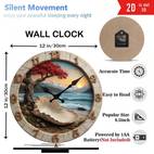 12 inch beach sunset serenity wall clock silent non ticking movement nature inspired coastal art with seashell fiberboard round clock for living room bedroom office decor perfect gift aa battery not included beach decor bedroom decoration textured finish