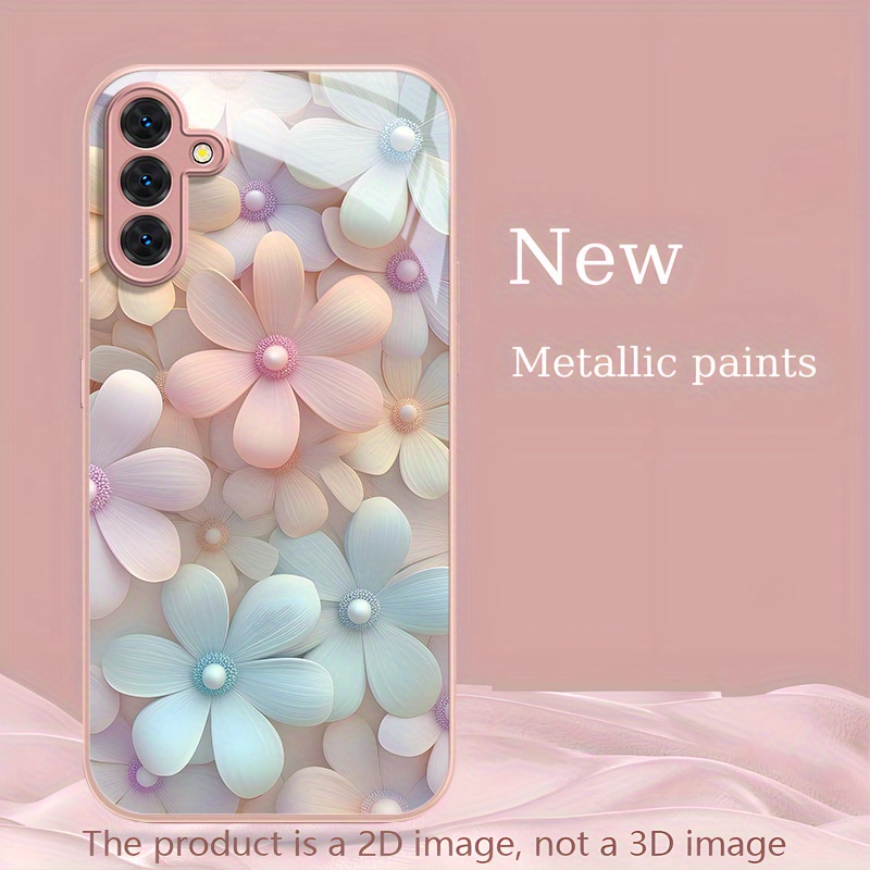 TEMU Metallic Paint Tempered Glass Phone Case Suitable For Galaxy A14 A24 4g A04 A04s A05 A05s A06 A13 A15 A16 A22 A23 A24 A25 A32 A33 A34 A35 A52