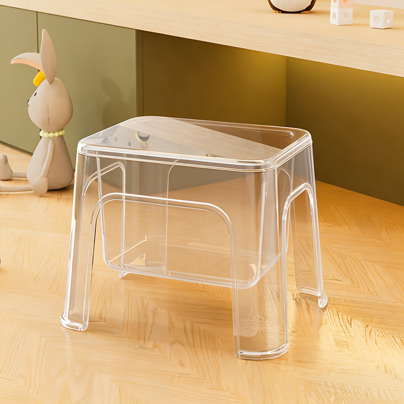 transparent shoe changing step stool hollow storage waterproof sturdy and durable multipurpose footstool simple household step stool suitable for living room bedroom bathroom laundry room garage bedside non slip step stool Product details 6