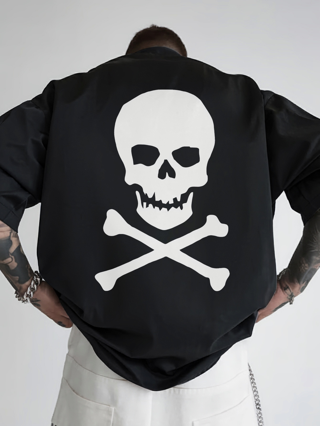 mens skull   graphic back print t shirt black with   casual short sleeve round neck summer top regular fit machine washable skull t shirt trendy outfit everyday apparel edgy fashion nontransparent fabric streetwear style urban style durable construction streetwear lovers black 0