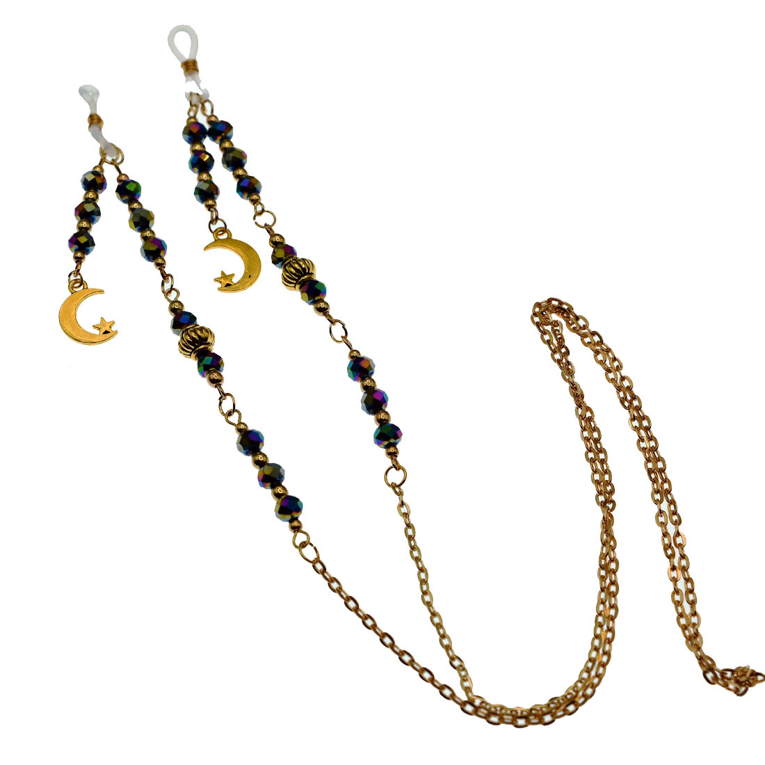 E-shop Goldener Mond Brillenkette, Mond Brillenkette, Himmelskörper Brillenhalter, Mond Sterne Maskenkette