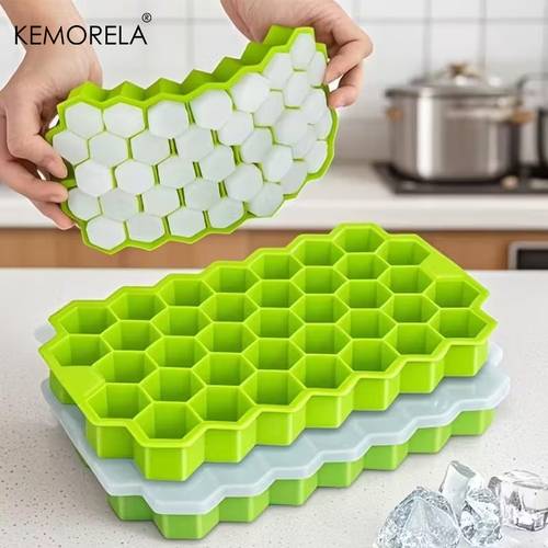 hole thickened honeycomb cube of ice tray with lid 37 hole honeycomb cube of ice tray with lid very suitable for holiday drinks desserts holiday drink additions holiday drink essentials cube of ice molds refrigerator ice storage