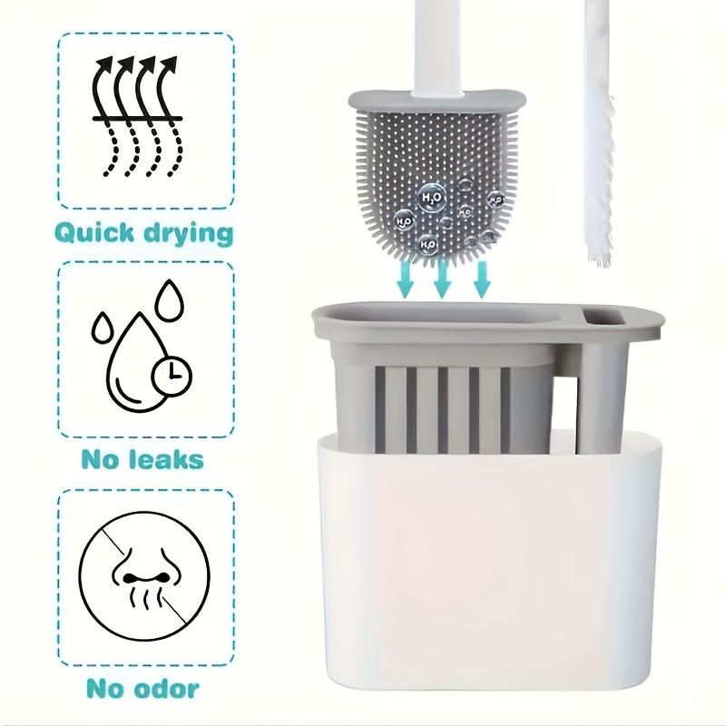 1 wyx egiluvchan tualet cho'tkasi to'plami uzun tutqichli devorga o'rnatilgan ushlagich, hojatxona cho'tkasi va ushlagich uchun zarur bo'lgan plastik hammom tozalash cho'tkasi yo'q.