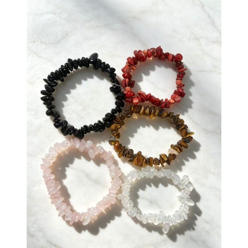 Natural Crystal Chip Bead Stretch Bracelet, Unisex