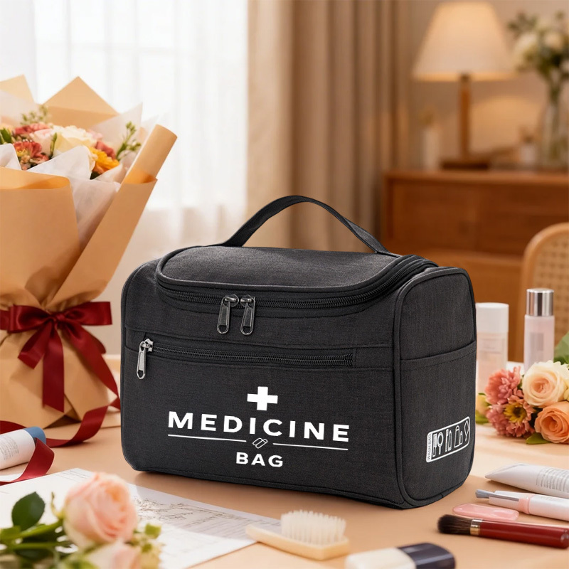 [neceser] neceser de gran capacidad con estampado de cruz médica y medicine bag, organizador con particiones y múltiples compartimentos con cierre de , neceser de maquillaje portátil para trabajadores de   y oficinistas, neceser de viaje multifuncional para viajes de negocios