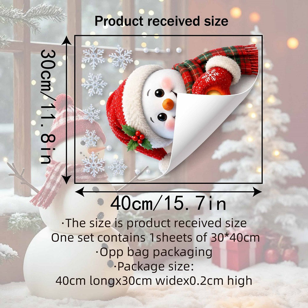 Image of 1pc Christmas Heart Snowman Window Sticker, Christmas Warm Winter Decal, Suitable For Living Room And Bedroom Glass Doors And Windows Decorative Sticker, Glue-free Static Sticker Reusable