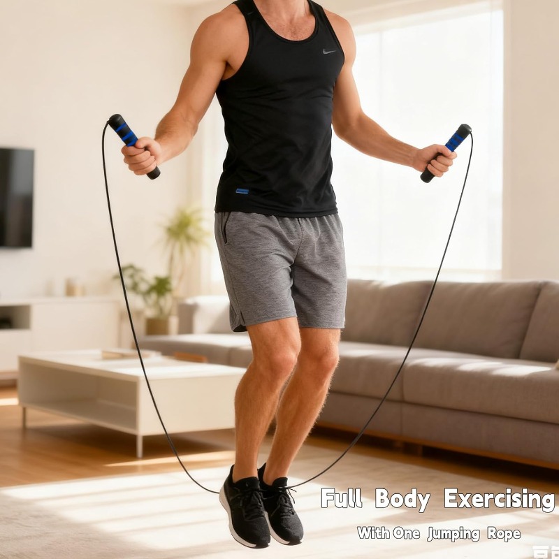 1 Adjustable 2.8M Jump Rope with Ball Bearings and Foam Handles | Non-woven Material, Mixed Color, Exercise Workout Equipment for Men and Women Home Gym