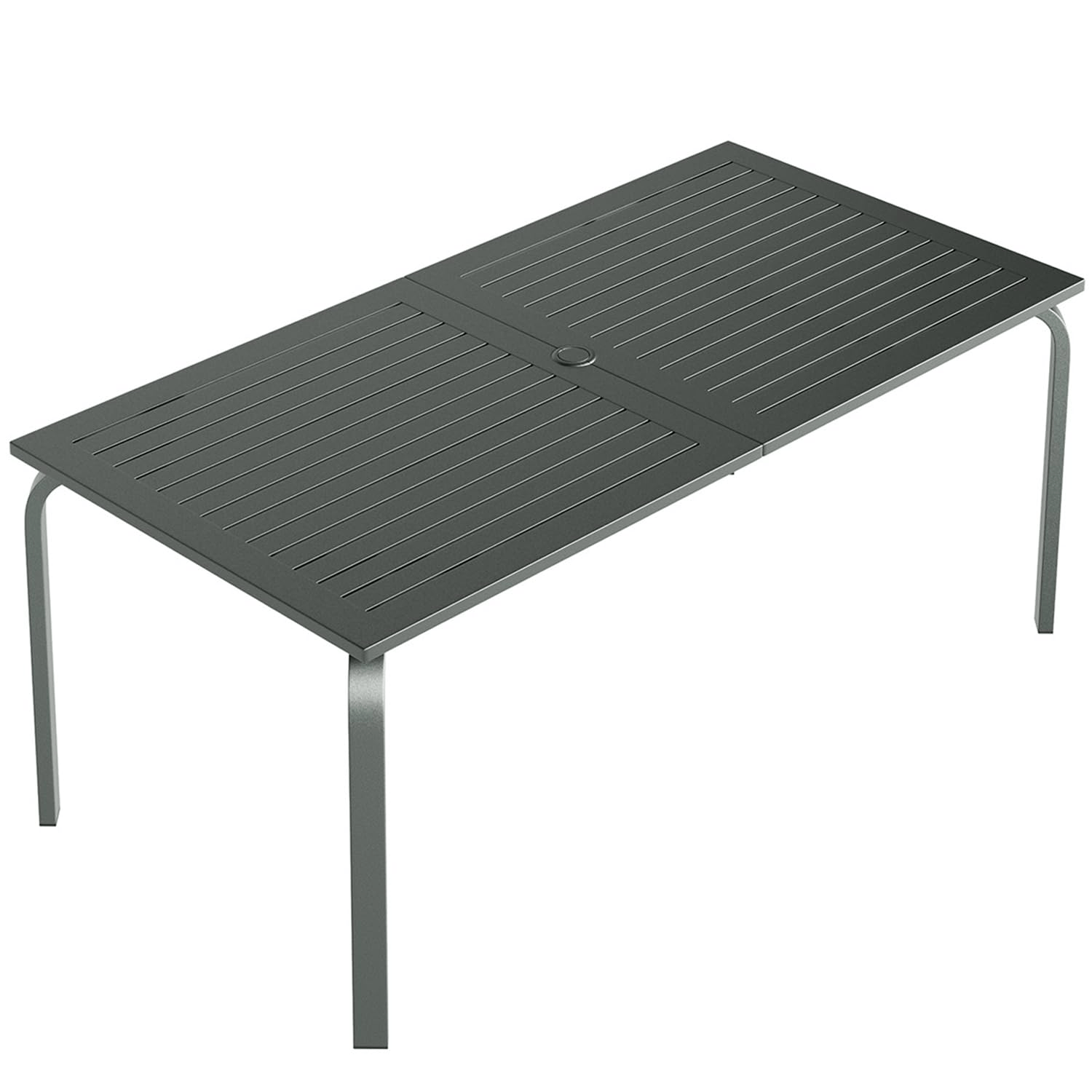 71-Inch Rectangular Aluminum Outdoor Dining Table Designed for Patios, Featuring an Umbrella Hole, Resistant to Weather And Rust, Accommodating 6 to 8 Individuals for Backyard And Deck Use
