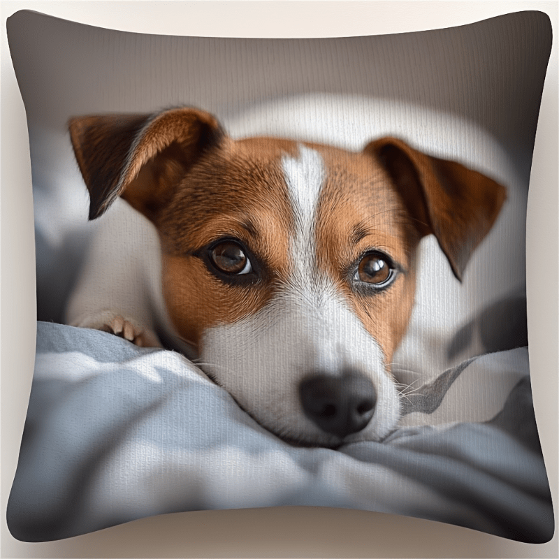 TEMU 1 Vintage Terrier Pillow Cover | Single-sided Print, Hidden Zipper, Polyester, Room Decor, Spring/ Essentials, Durable Material, Essential For