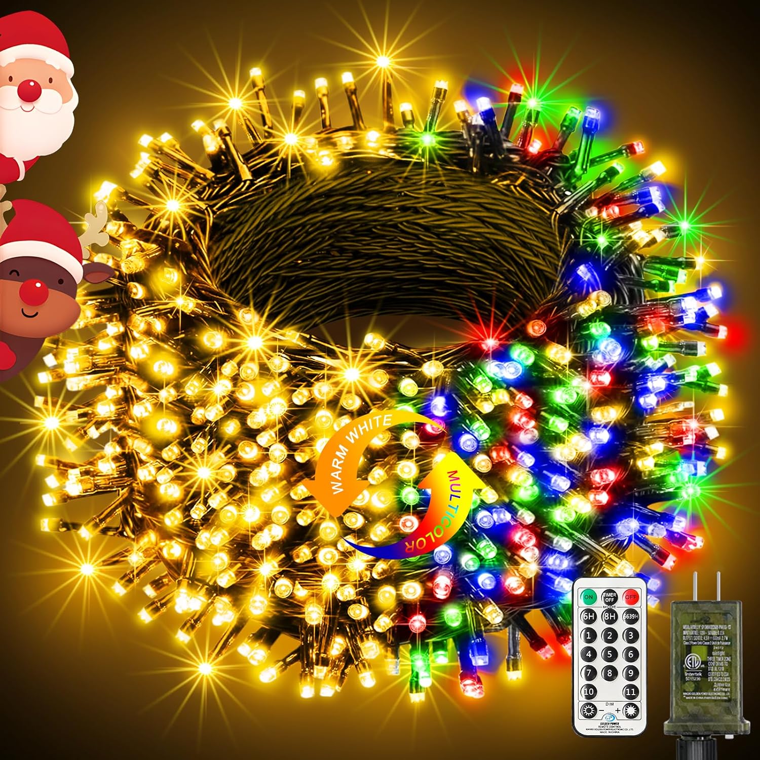 TEMU Color Changing Christmas Lights Outdoor, 100/200/300 Led Christmas Tree Lights Indoor With Remote-timer Twinkle String Lights Ip65 For Tree,