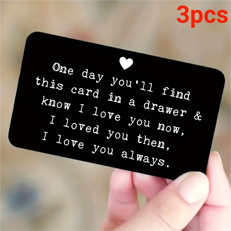 TEMU 3pcs Engravable "i Love You" Wallet Card - Romantic Date/message/name/ - -free Engravable Gift Suitable For Valentine's Day, Christmas, - Elegant Card For Men's Wallets