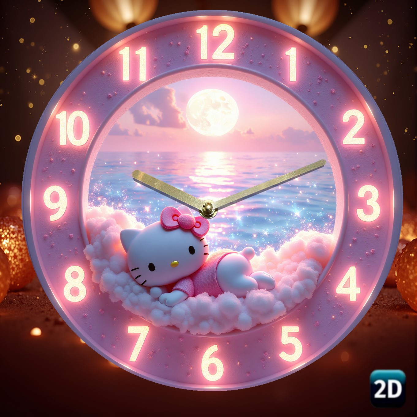 TEMU 1 For Hello Kitty Silent Wall Clock -10 Inch Circular Decorative Clock, Living Room, Bedroom, Kitchen, Office - Ideal Gift For , Father's Day, Day (excluding Aa Battery), 2d