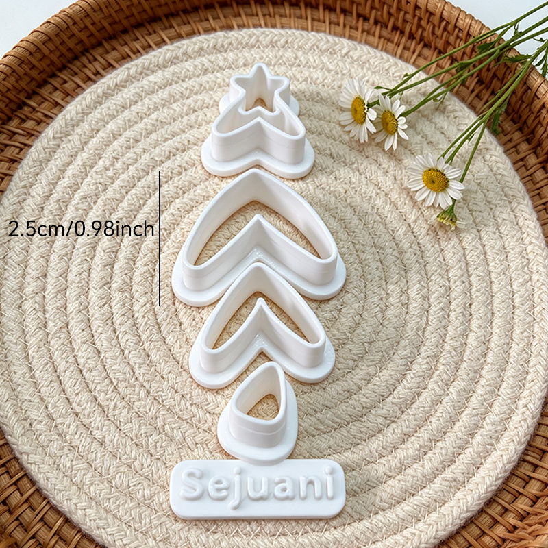 TEMU 5 piezas de cortadores de arcilla de plástico con formas de estrella colgante para árbol de Navidad, esplicable, moldes de estampado