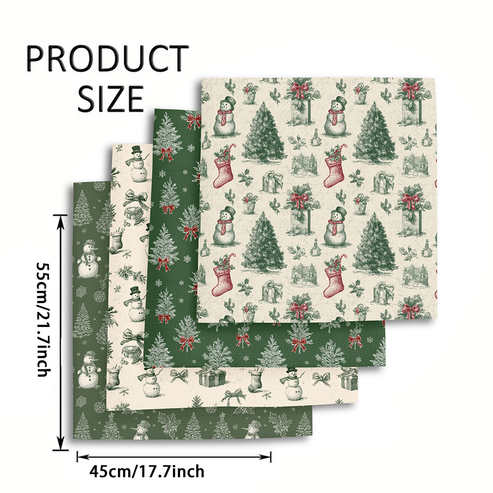 TEMU 4pcs Set Mexican Floral Print Fabric - (55x45cm/25x25cm) Pre-cut Polyester Fabric With Colorful Flower Patterns - Suitable For Sewing,