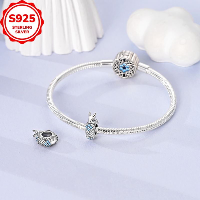 Exquisite 925 Silver Ice Style Dragon Pattern Cork Bead Charm