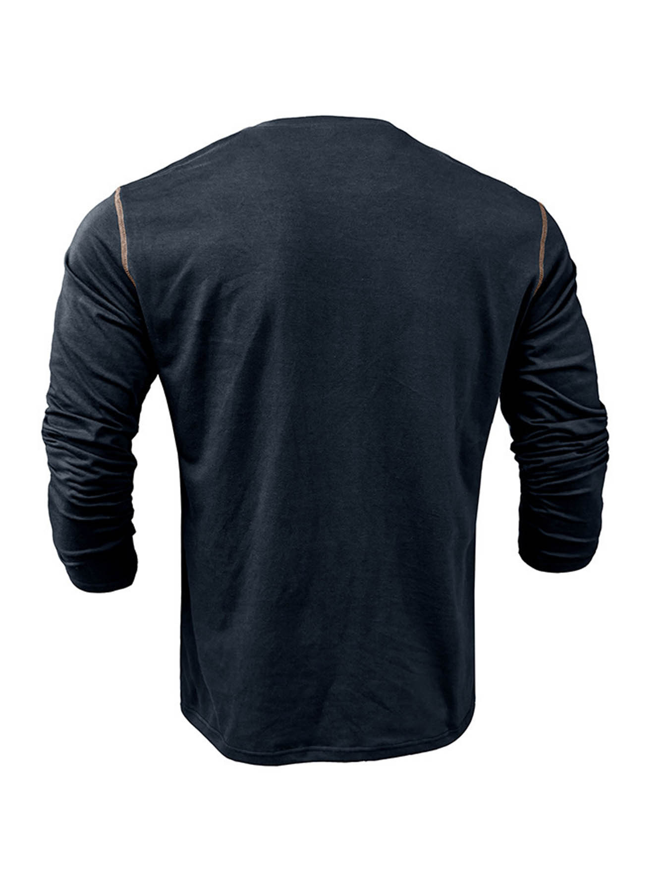 mens stylish henley shirt classic long sleeved lightweight button cotton t shirt casual top shoulder stitching design and contrasting buttons       chest pocket brand label highlights   quality   enhance   of   royal blue 2