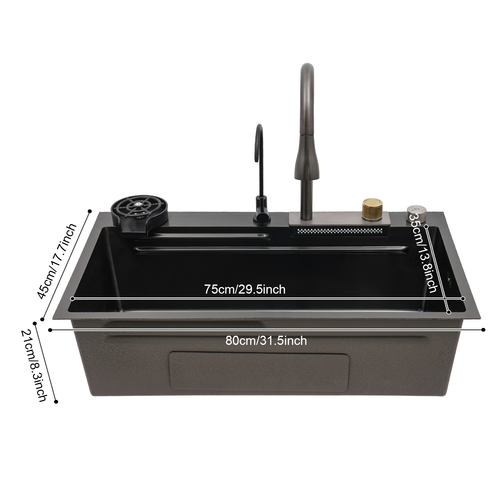 304 Stainless Steel Sink Modern Easy, Single Bowl Kitchen Sink, Commercial Sink, Free Standing Kitchen Sink, Multifunctional Waterfall Sink, Practical Sink, Built-in Sink
