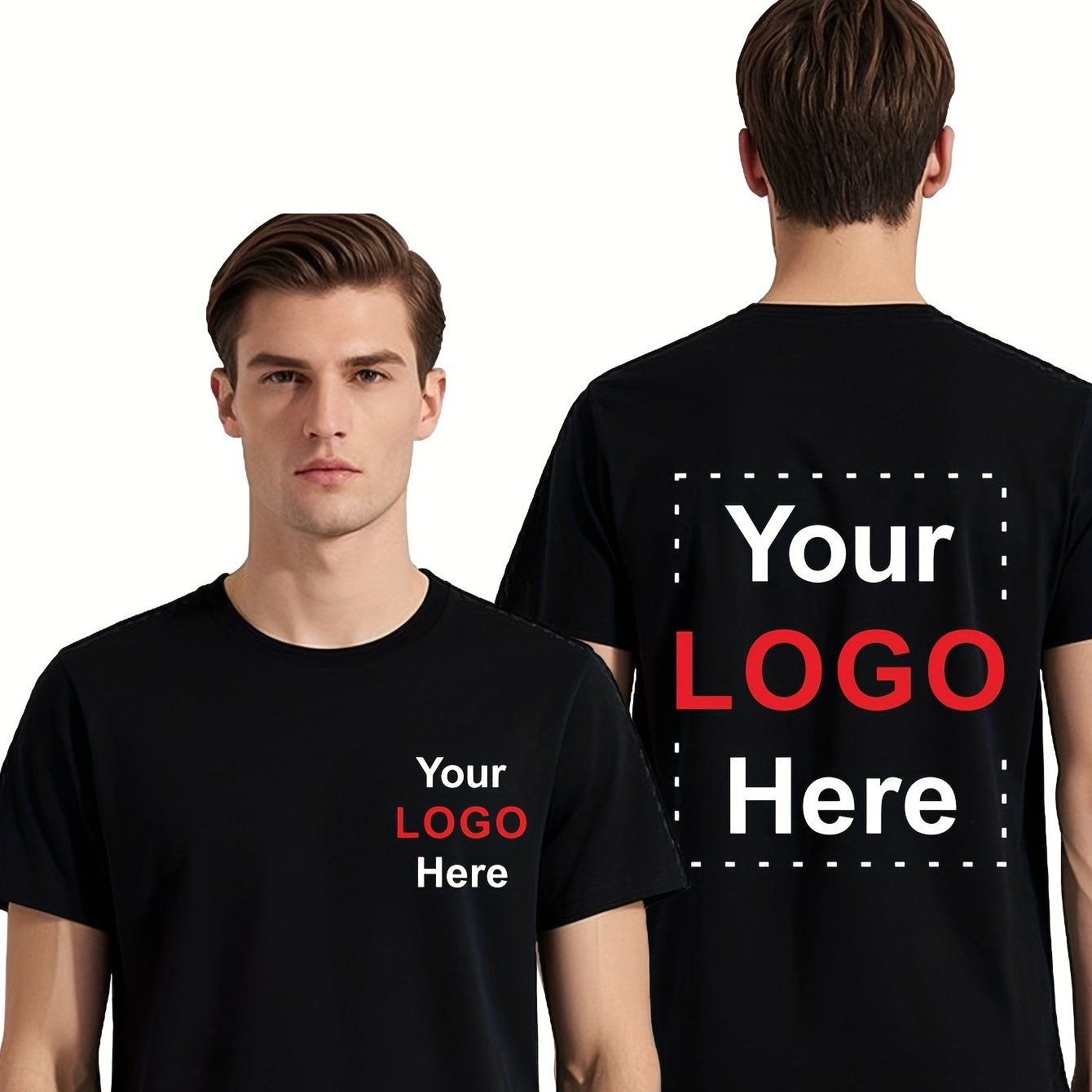 TEMU Custom Short Sleeve T-shirts, Customizable Clothing For Adult Men, Base Shirts. Add Your Text, Logo, Or The Front, Back, Or Rear. Recommended For, Customizable Team Uniforms, And Workwear.