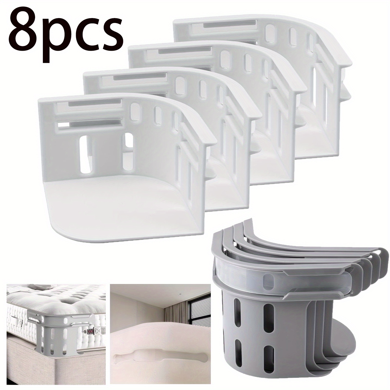 TEMU Set Of 8 Bed Sheet Fasteners, Designed For A Snug , Eliminating Slipping And Creases, Featuring Adjustable And Elastic Straps With Enhanced Grip