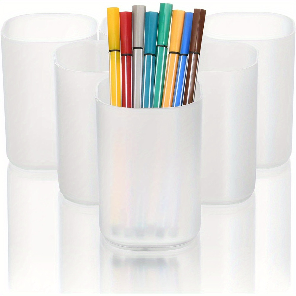 Image of 5 Pcsholders, Cups, Storage Desks, Storage Boxes, Pen Holders, Stationery Boxes, Office And Household Items, Semi Transparent White