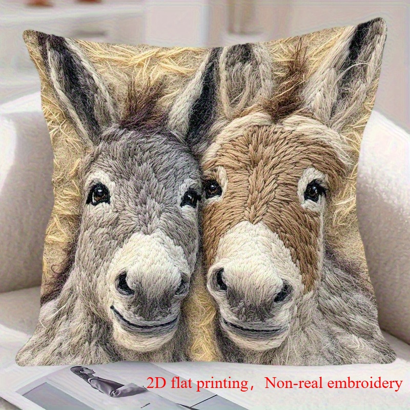 TEMU 2d Flat Printing-1pc Modern Pillowcase - Polyester, Zipper Closure, Non-real Embroidery, Hand Wash , Perfect For Living Room, Office Or Car