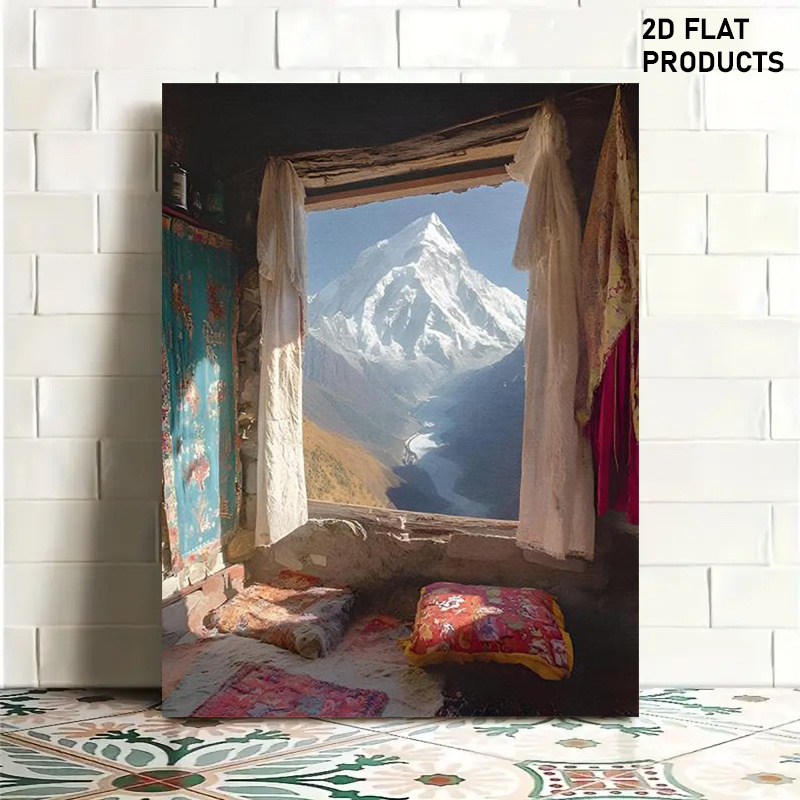2d flach, 2d flach,  . 2d flach   fensterlandschaft, himalaya indoor poster, bequeme rustikale   wandkunst, böhmische ethnische teppich dekorative drucke interessante leinwand malerei wanddekoration home schlafzimmer küche wohnzimmer badezimmer hot