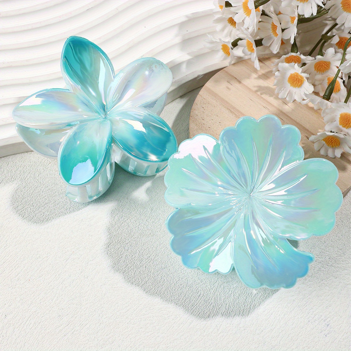 TEMU 2pcs Of Shell Flower Hair Clips, New Summer Style For Beach Vacations, Elegant Hair Additions For The Back Of , Fashionable And Easy, Perfect For Wearing On The Beach