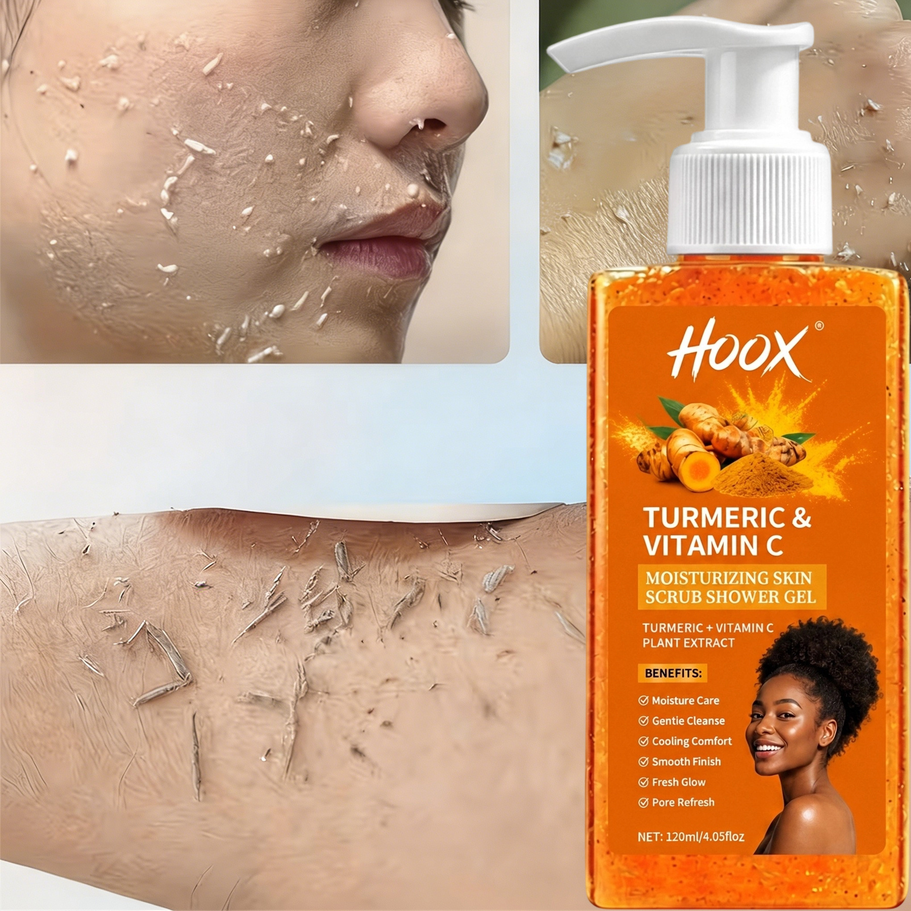 TEMU Turmeric And Kojic Acid Exfoliating Body Wash - For Daily Cleansing And Physical Exfoliation To Dead Skin Cells, Leaving Skin Smoother And More