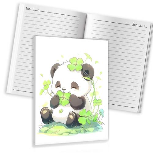item picture a single pack of a panda notebook featuring healing cartoon illustrations of eating its suitable for recording daily tasks studying and work assignments lightweight and portable