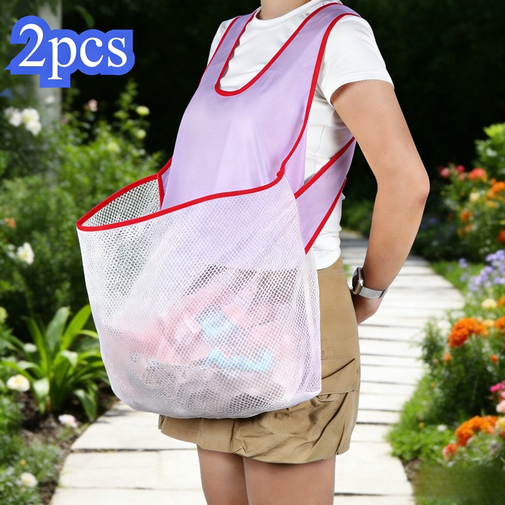 TEMU 2pcs Garden Apron - Adjustable Cross-back Pocketed Gardening Apron, No-bending For Yard Harvest, Laundry Drying And Vegetable Picking