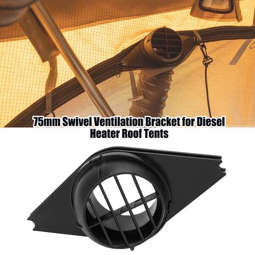 elementbilde 75mm ventilasjonsbrakett for dieselovn på taktelt, svingbar støtteholder for eksosluftkanal til taktelt, 75mm roterende ventilasjonsbrakett for dieselovn til campingbil, bobil, bobil, utendørs camping