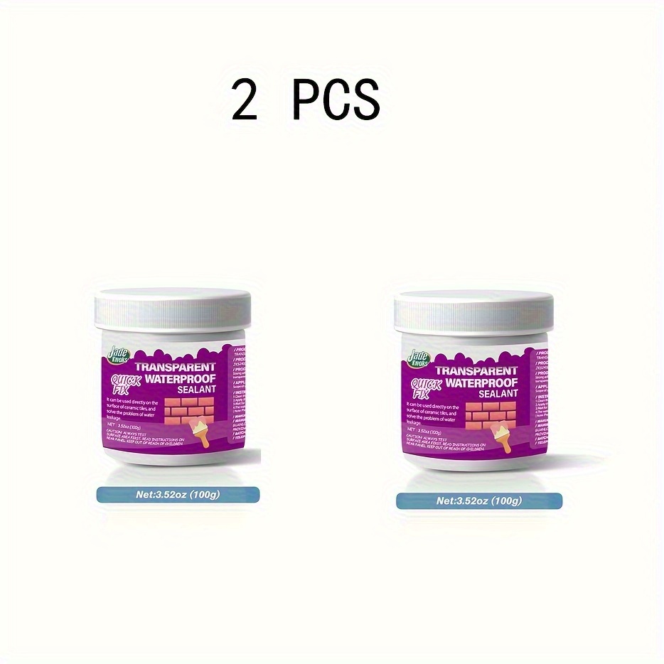 TEMU 1pc/2pcs Heavy Duty Clear Waterproof Sealant Suitable For Bathroom, Kitchen, Rv, Shower, Sink - Transparent Leak Proof Coating For Tile,