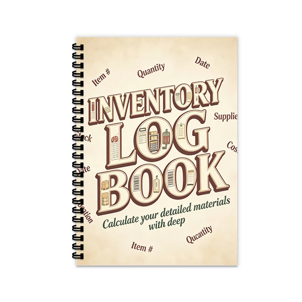 TEMU 1pc Vintage Spiral Bound A5 Inventory Log Book With Perforated Pages & Subject Index Suitable For Small Business Stock Tracking, Retro Record