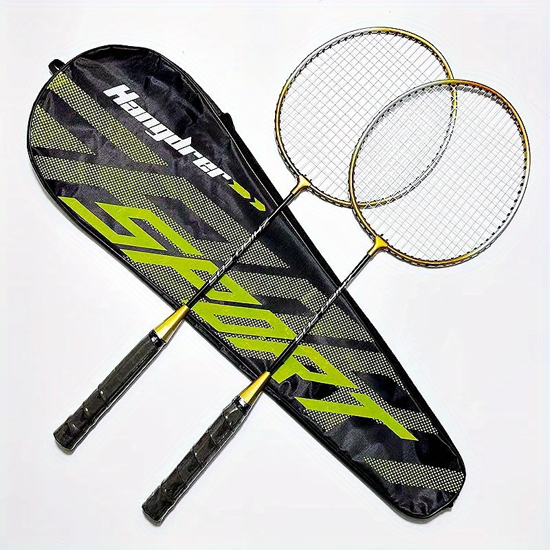 2 pack lightweight badminton rackets set iron material ideal for outdoor practice play beginner training rackets details 0