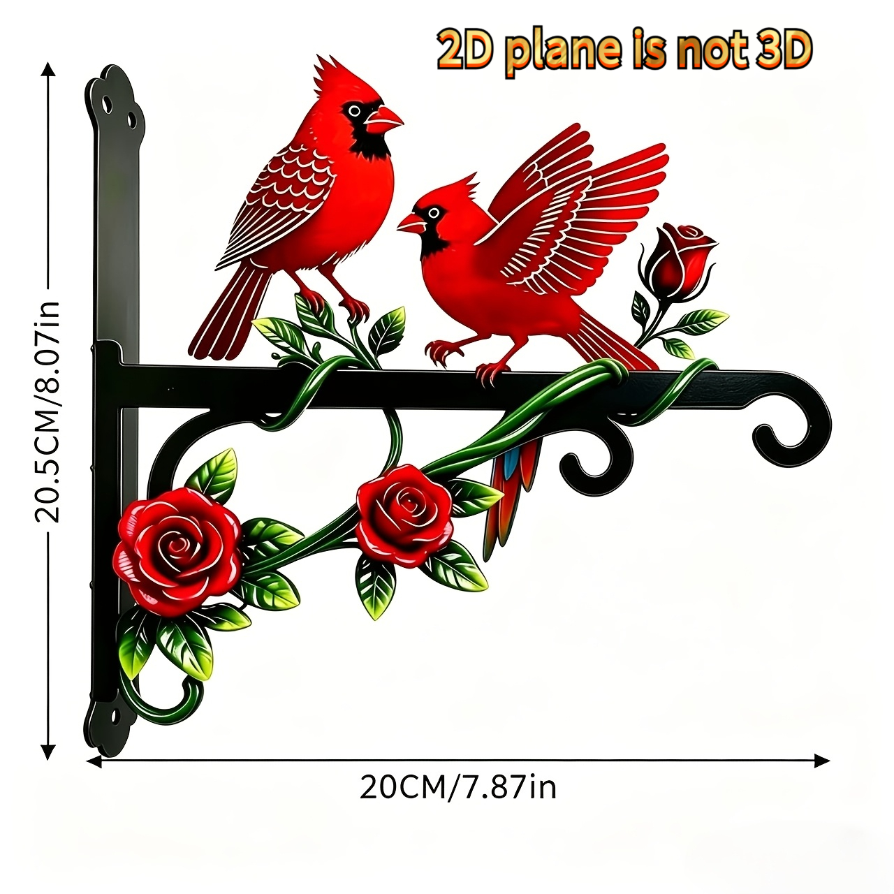 TEMU 1pc 2d Flat And Floral Theme Wall-mounted Outdoor Hook Rod, Vibrant Colors, Rust And Sun Protection, Wreath Hook Iron Structure Sturdy And