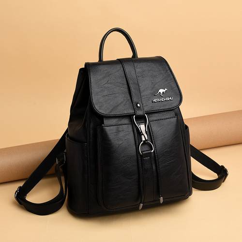 soft leather double shoulder bag womens 2026 fashion backpack for commuting versatile large capacity school bag