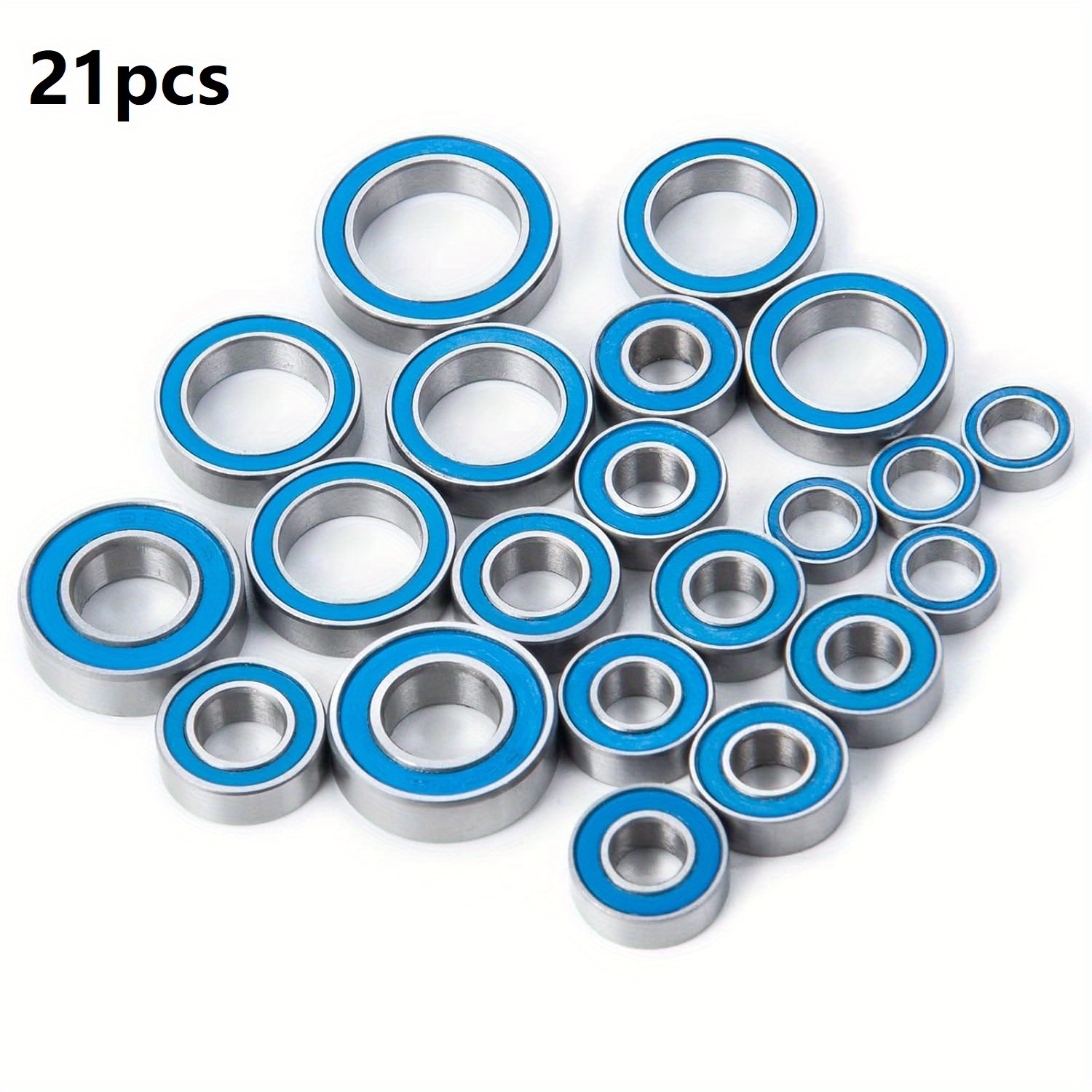 

21pcs Rc Bearing Kit For - Precision Blue Rubber Sealed Ball Bearings