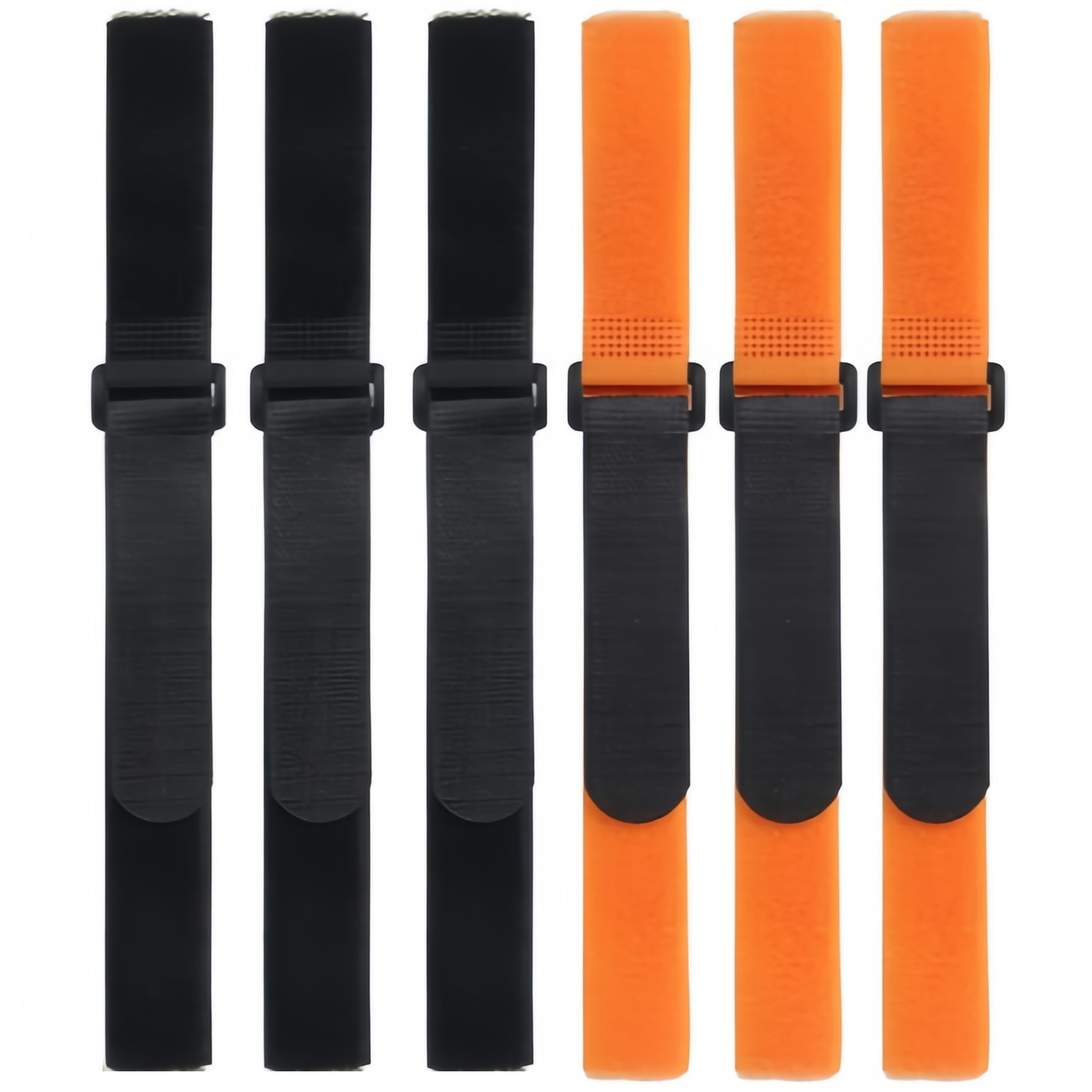 E-shop Set mit 6 verstellbaren Fahrradrad-Stabilisierungsriemen in Schwarz und Orange, mit stabilem Haken, ideal zum Befestigen von Fahrradrädern
