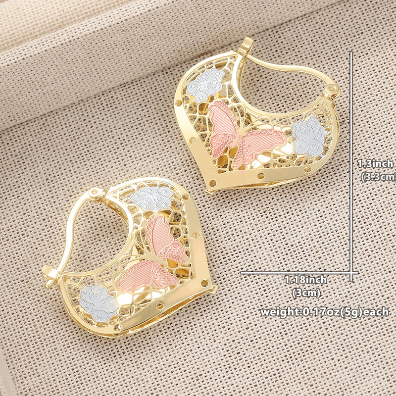 Women's Plated Hoop Earrings - Heart & Butterfly Hollow-Out Hoops
