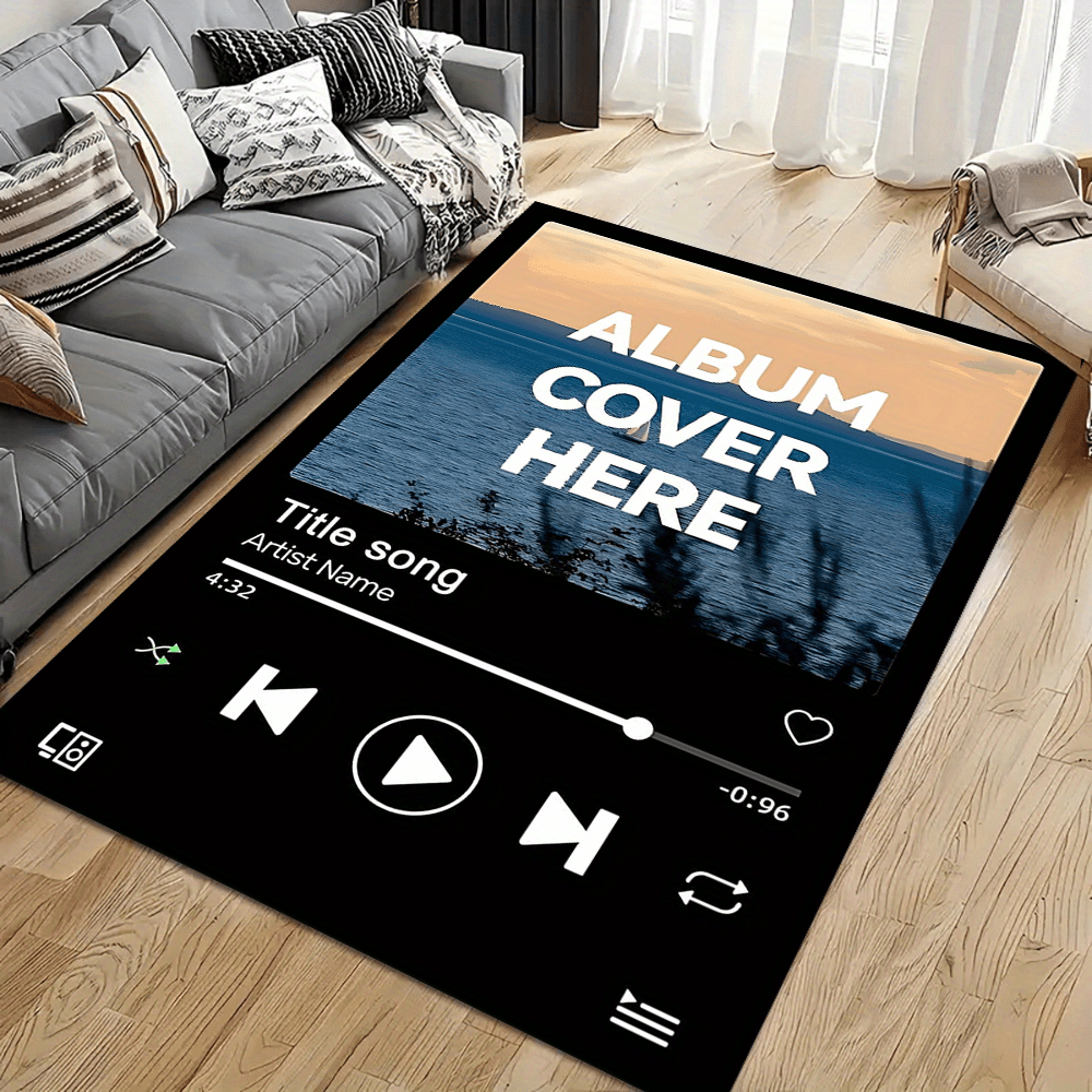 TEMU 1pc Custom Photo Music Player Design Floor Mat, Flannel Fabric, Can Pictures And Text For Personalized Production, Ideal Gift For , Suitable For