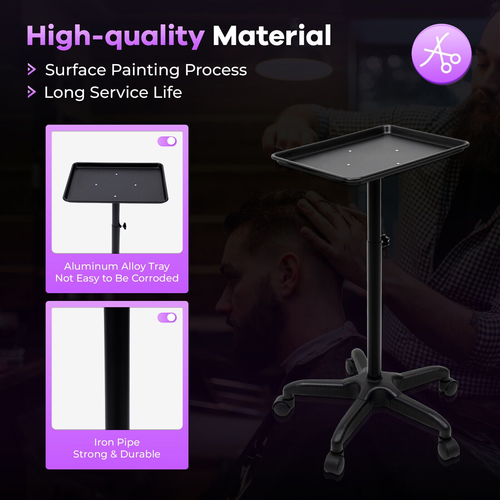 Image of Easter Labor Dayrolling Salon Tray Cart With Wheels And Height Adjustable Aluminum Tattoo Tray.labor Day