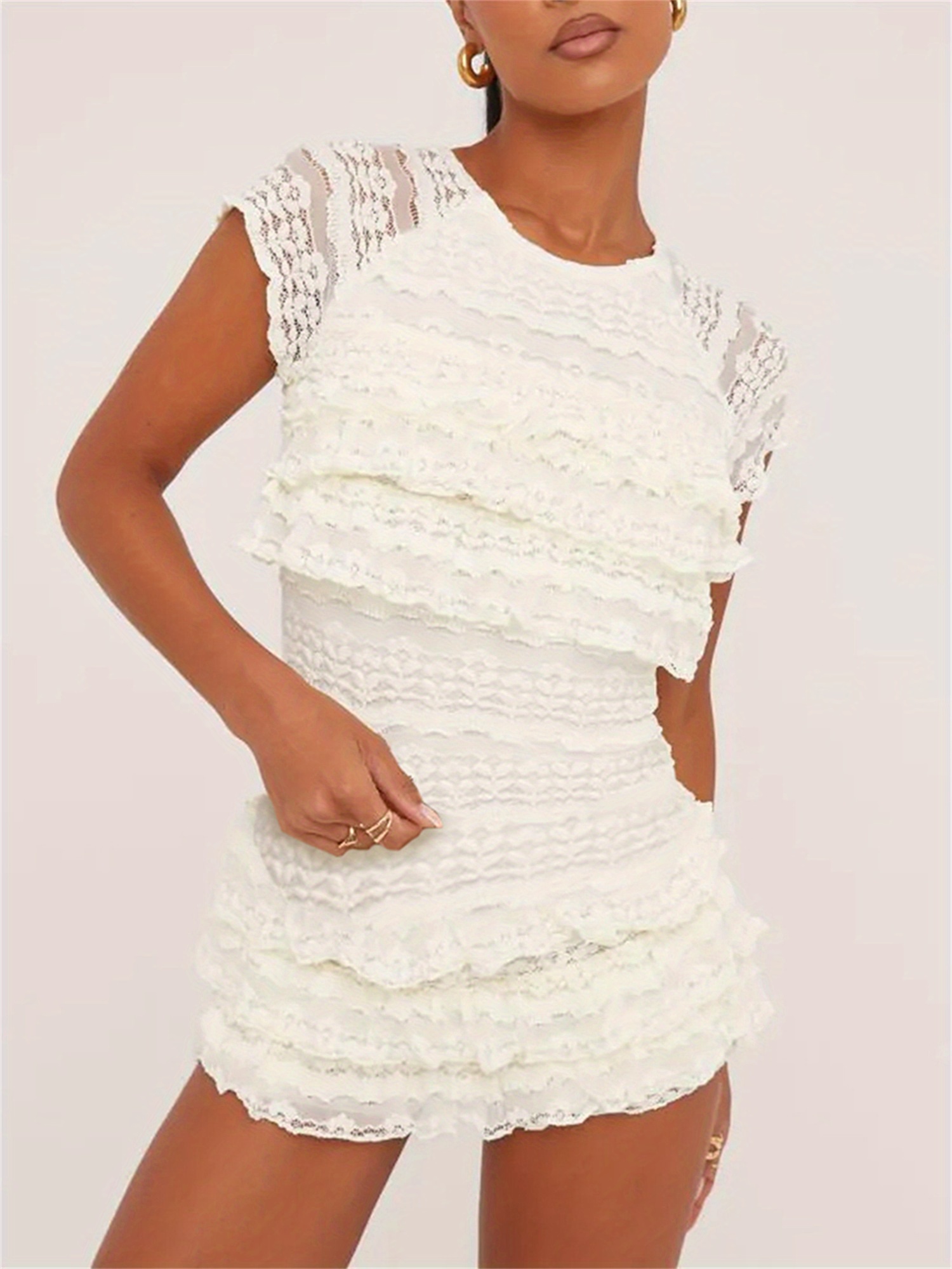 strapless open back dress Ember Off-The-Shoulder Ruffle Glitter Party Dress main image 1