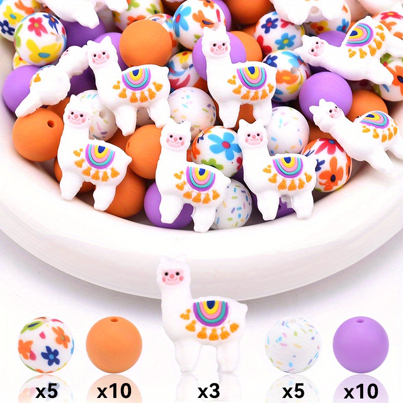 Image of 33pcs White Silicone Focus Bead Set Diy Craft Necklace Pen Keychain Bag Chain Phone Bracelet Jewelry Supplies Decorative Bead Charms